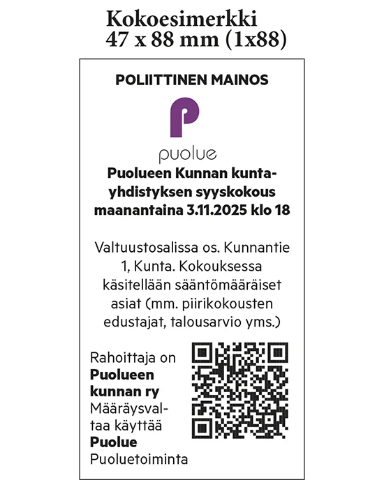 poliittinen kokousilmoitus esimerkki 1x88