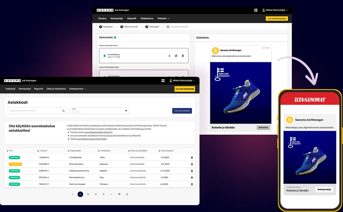 Sanoma Ad Managerilla teet digimainontaa asiakkaillesi ilman välikäsiä